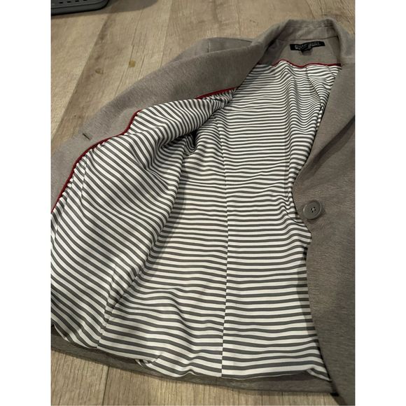 NICOLE MILLER Original Gray Single Button Cuffed Sleeve Knit Career Blazer Small - Picture 5 of 5